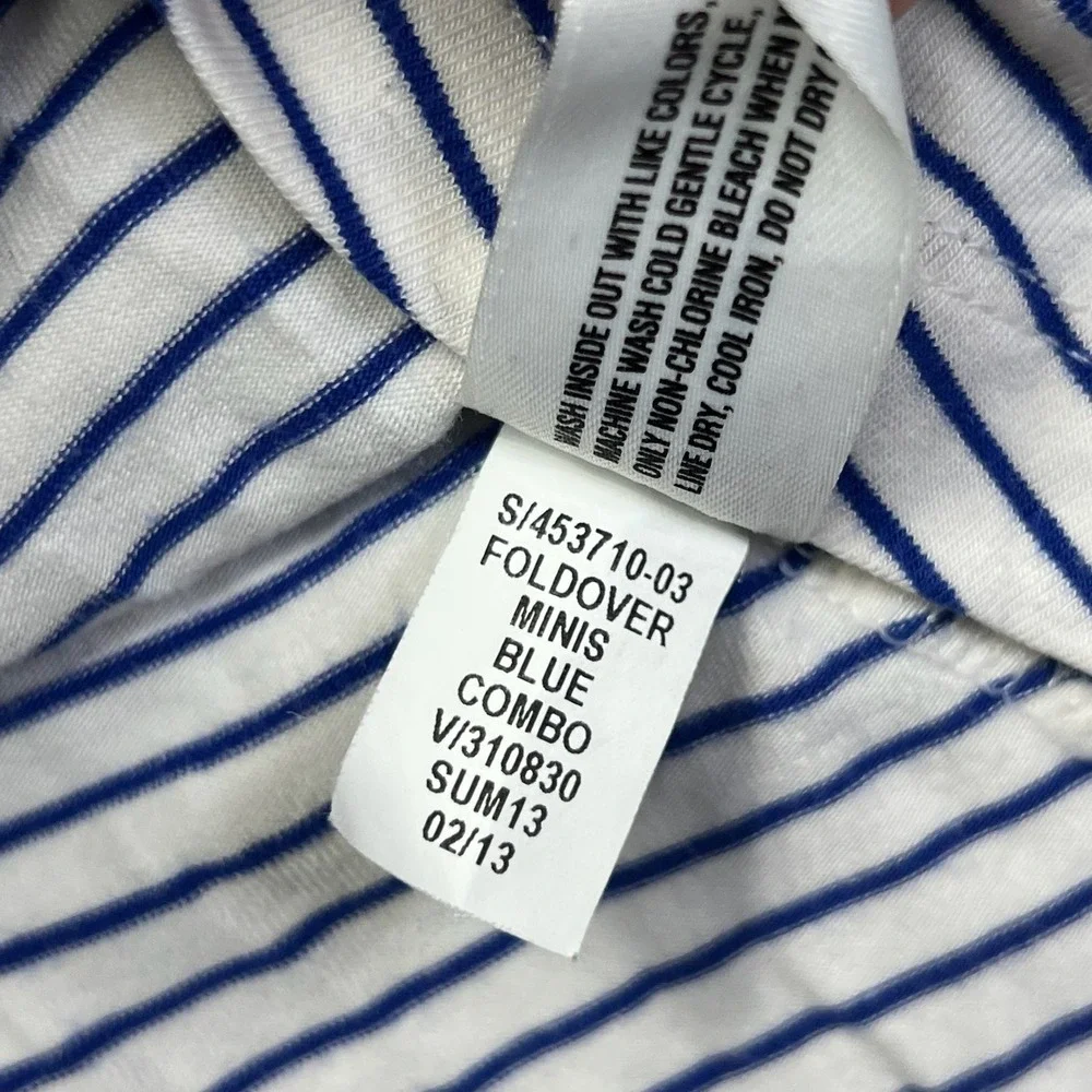 Gap Foldover Mini Skirt Womens Medium Blue White Striped Rayon Blend Casual